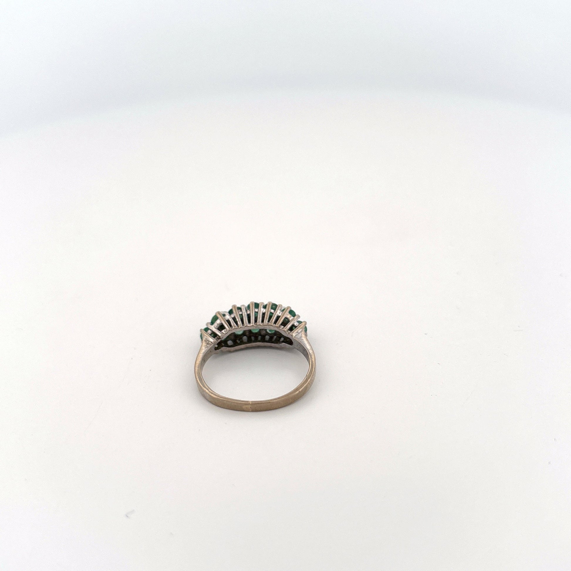 18K White Gold Emerald and Diamond Ring