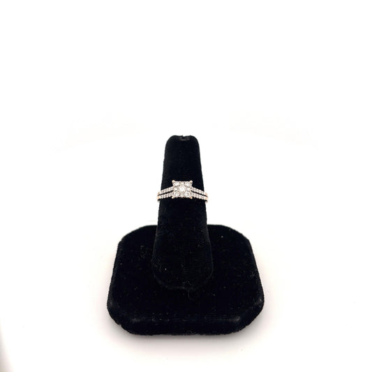 14k Gold Square Diamond Cluster Ring
