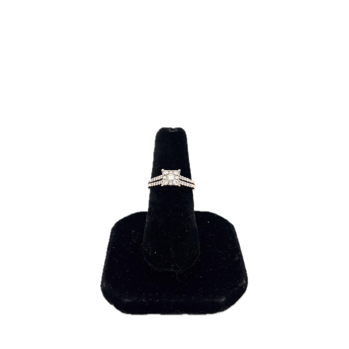 14k Gold Square Diamond Cluster Ring