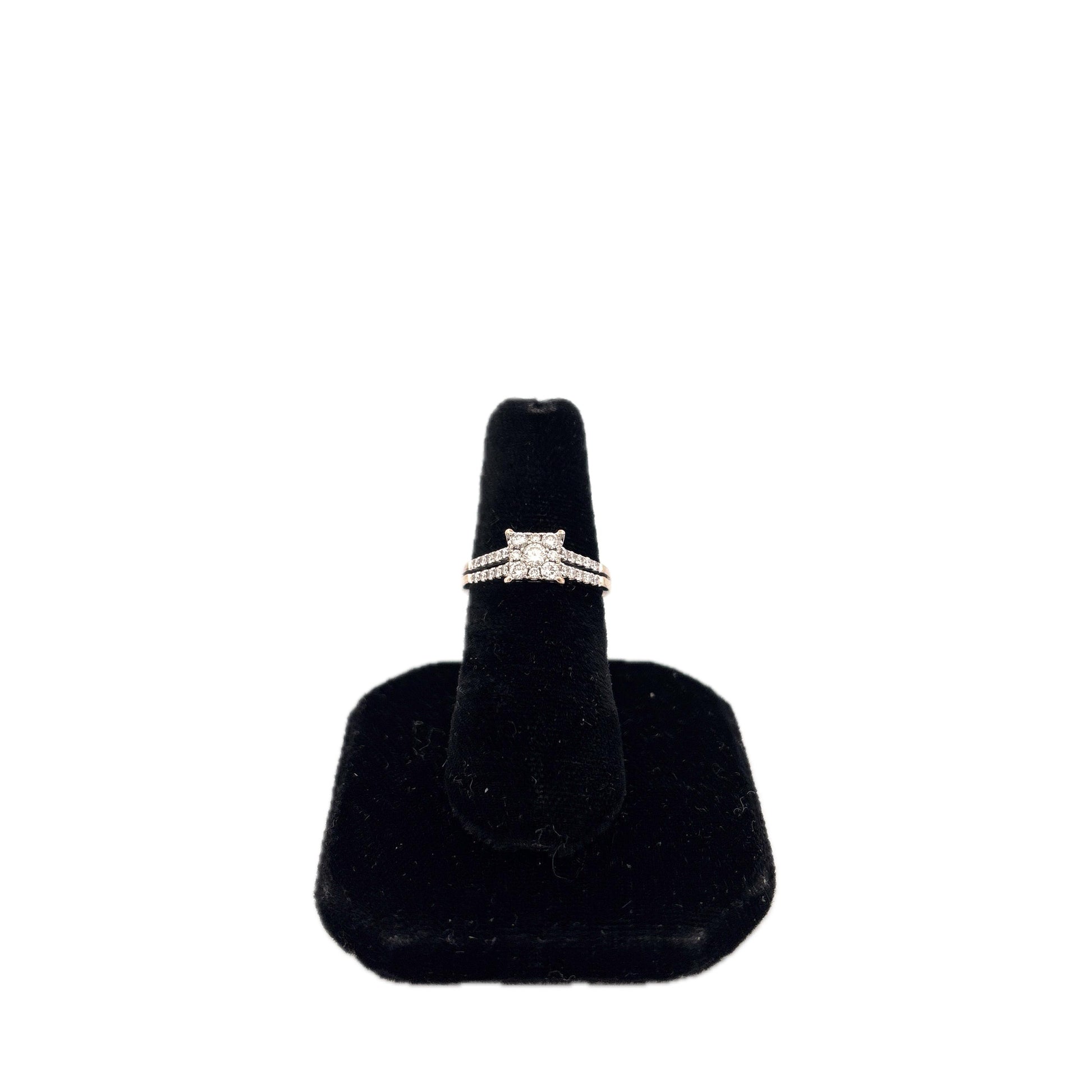 14k Gold Square Diamond Cluster Ring