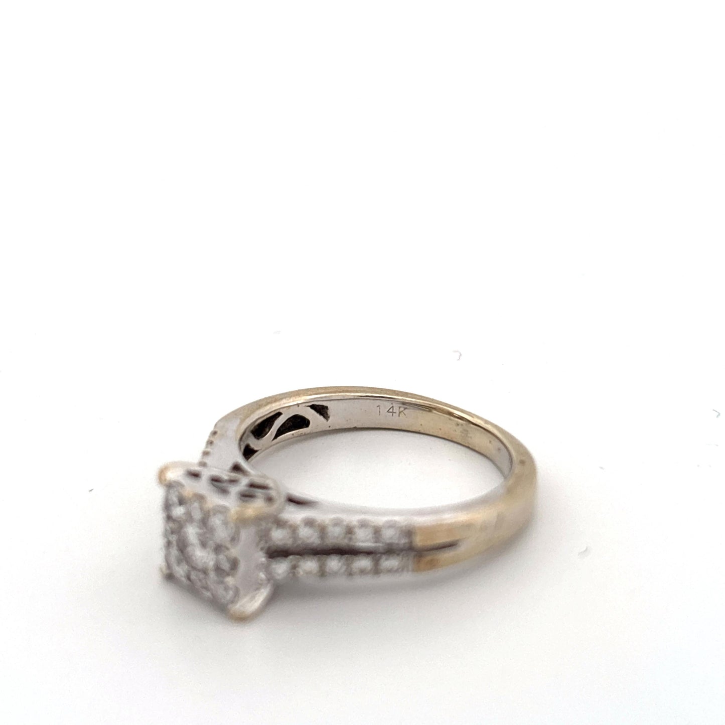 14k Gold Square Diamond Cluster Ring
