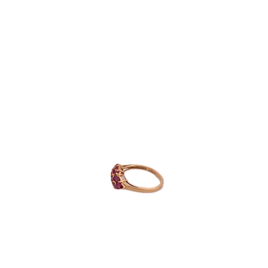 14K Yellow Gold Ruby Cluster Ring