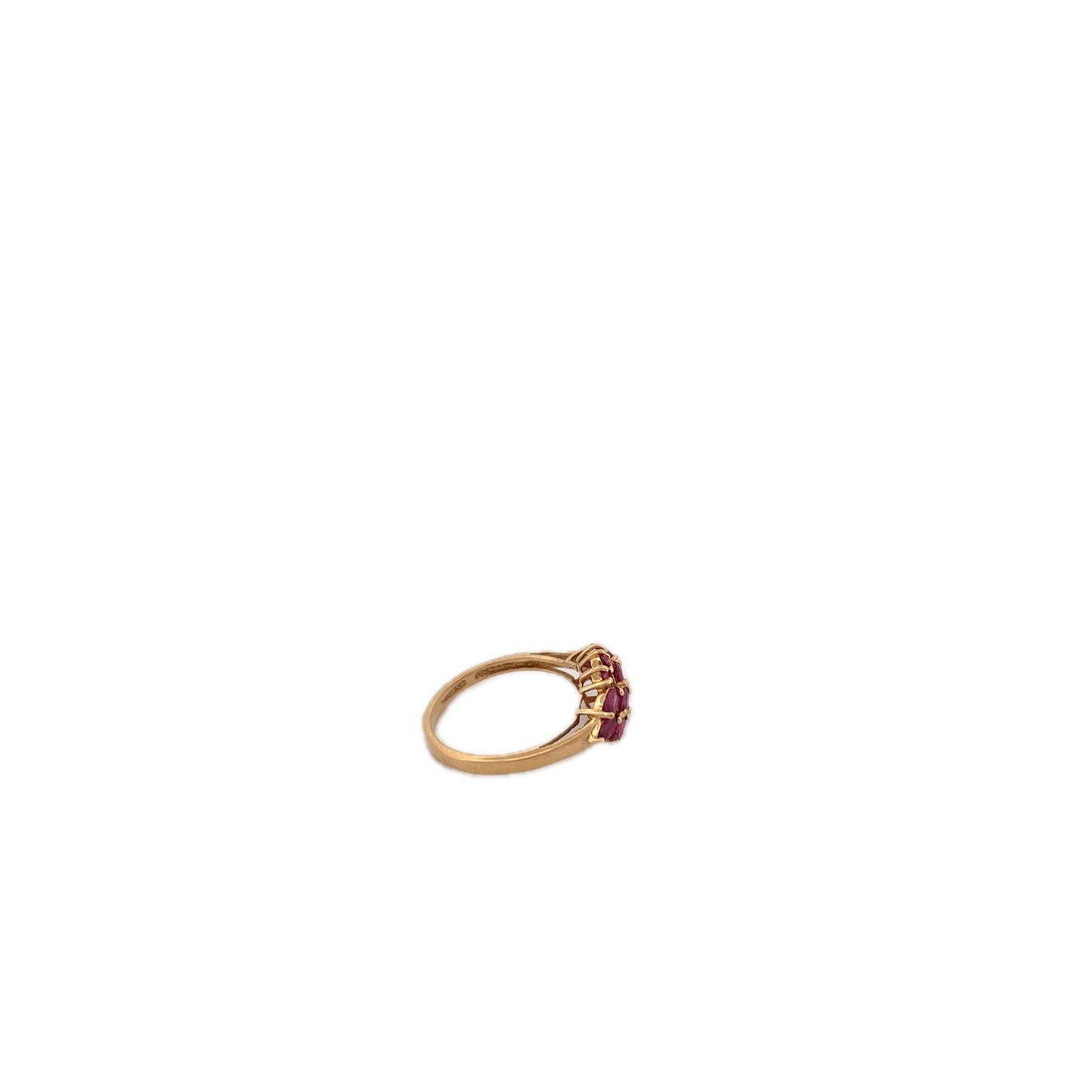 14K Yellow Gold Ruby Cluster Ring