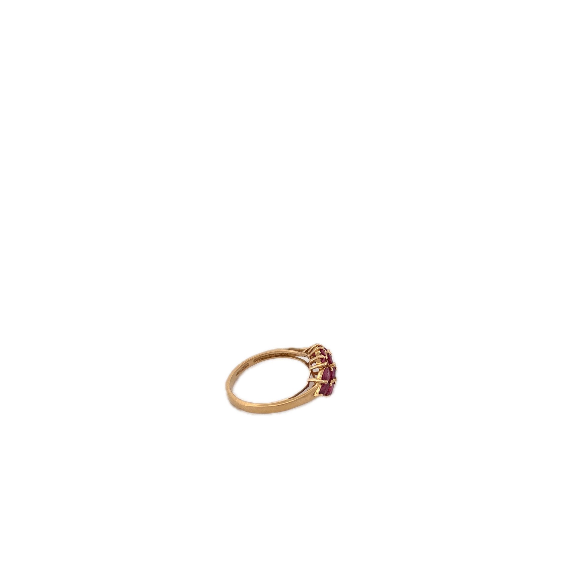 14K Yellow Gold Ruby Cluster Ring