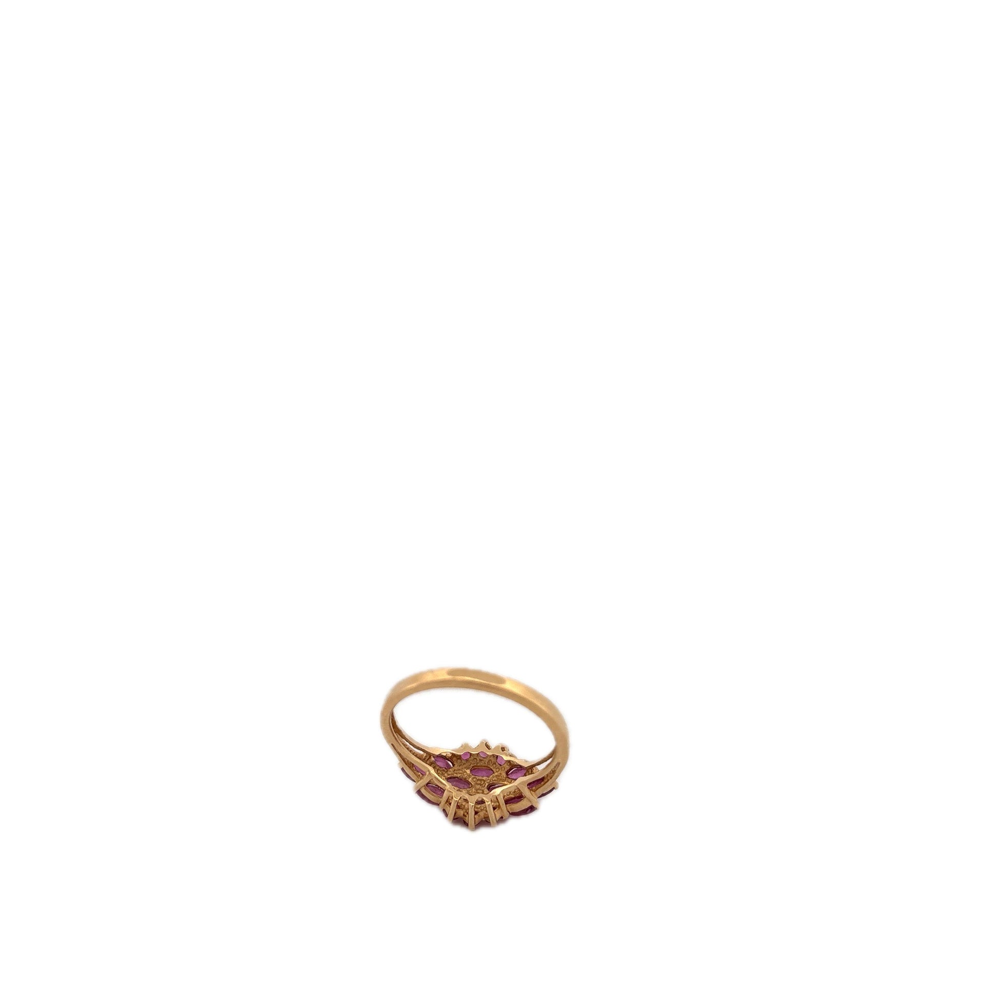14K Yellow Gold Ruby Cluster Ring