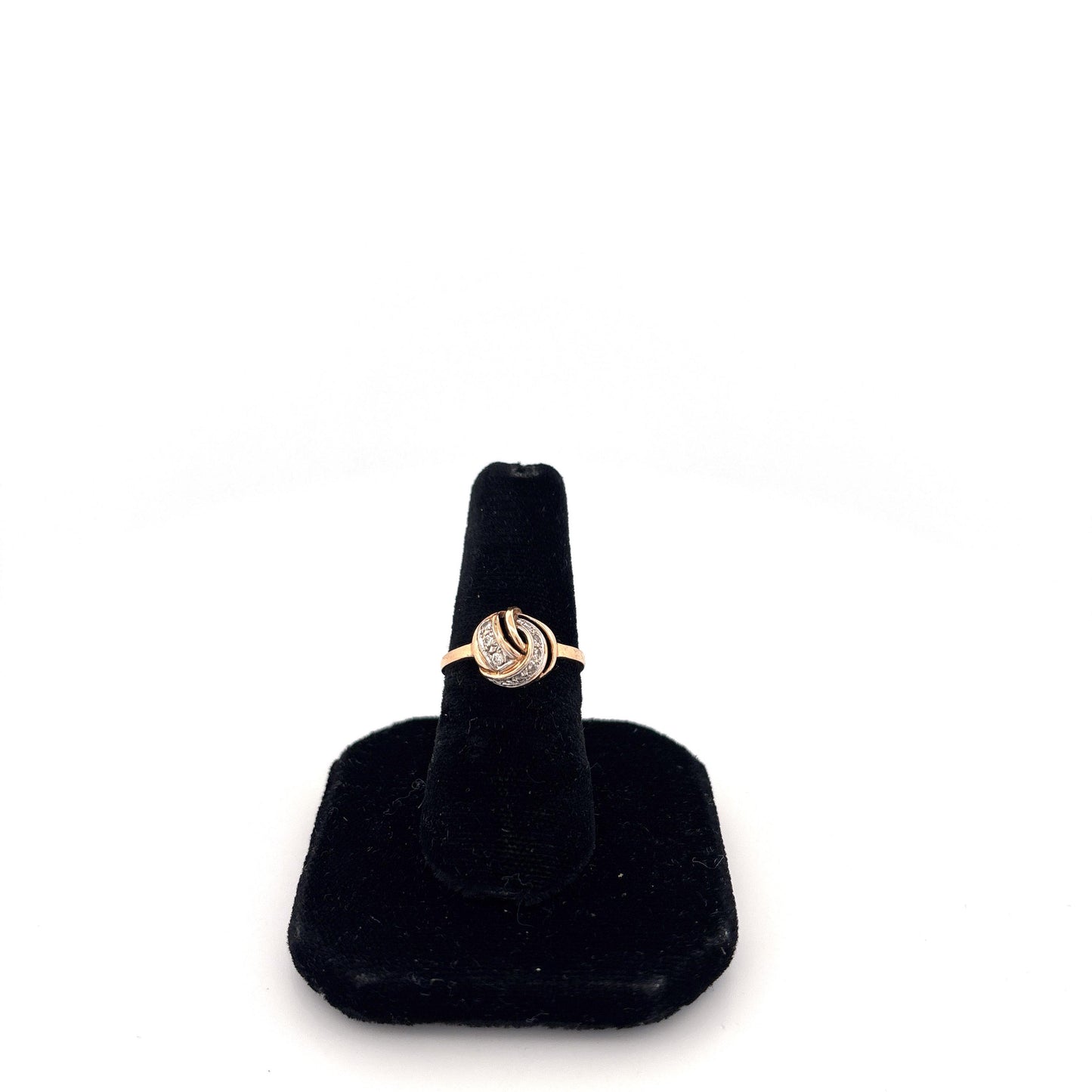 14k Yellow Gold Knot Ring with Diamonds