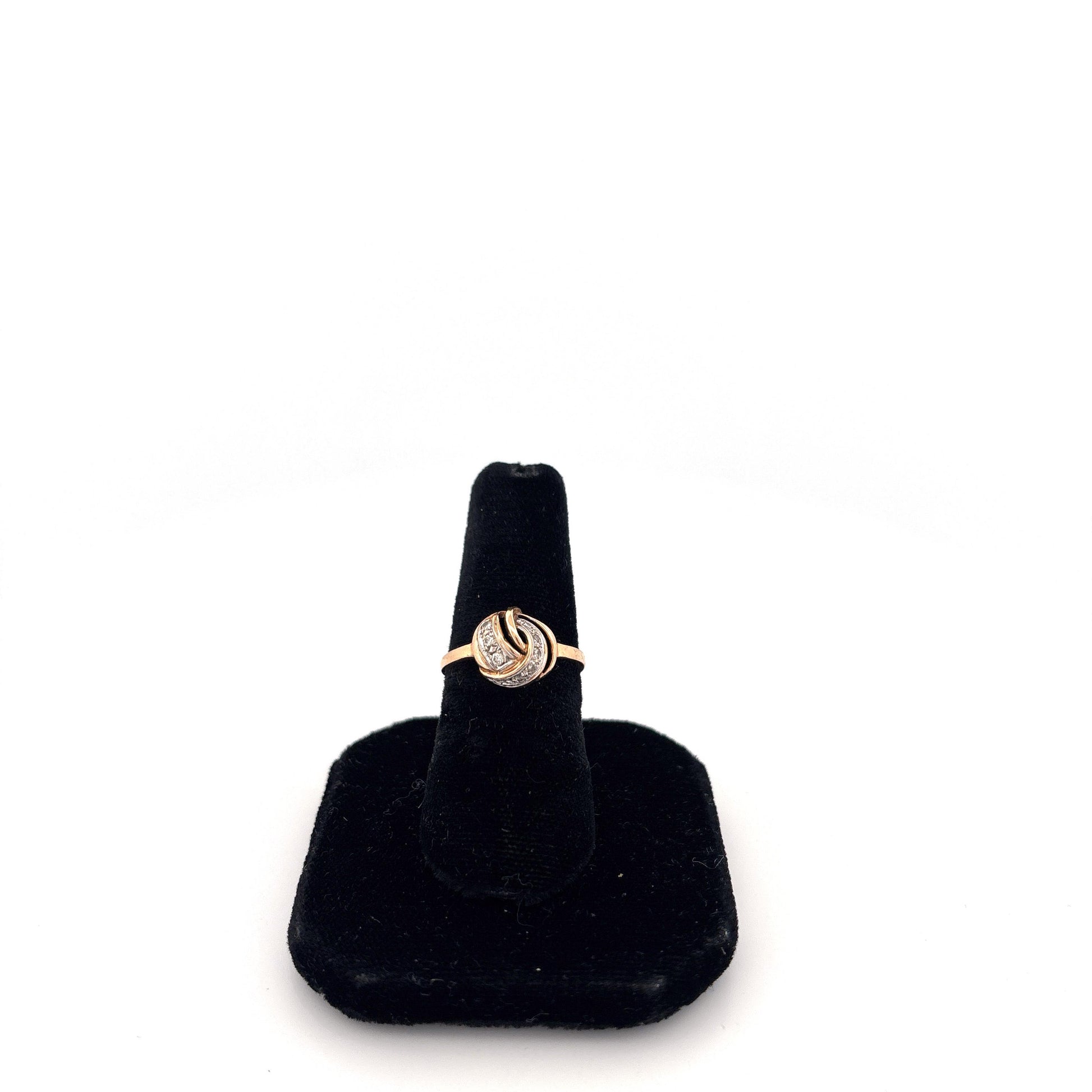 14k Yellow Gold Knot Ring with Diamonds