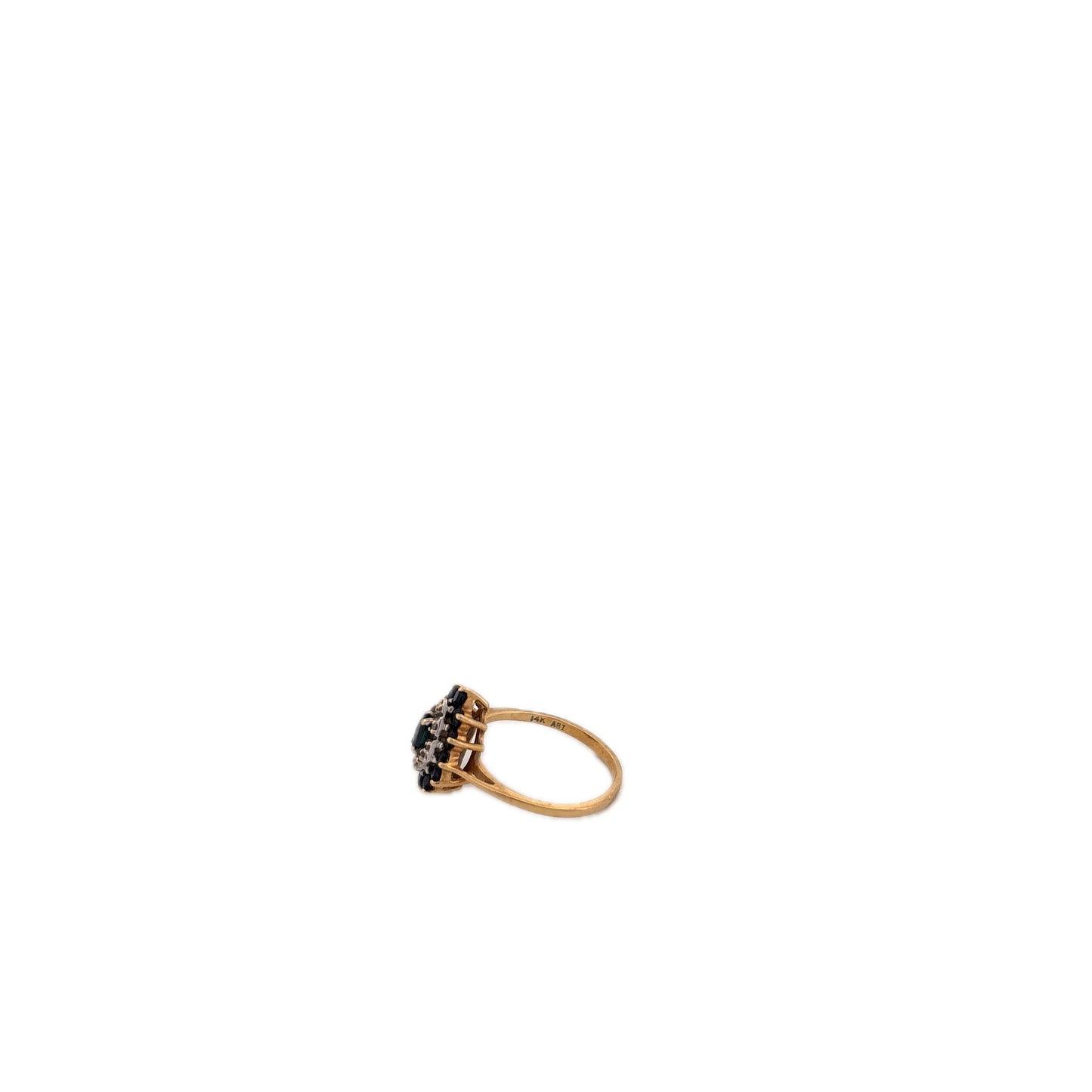 14K Yellow Gold Sapphire and Diamond Ring and Earring Set
