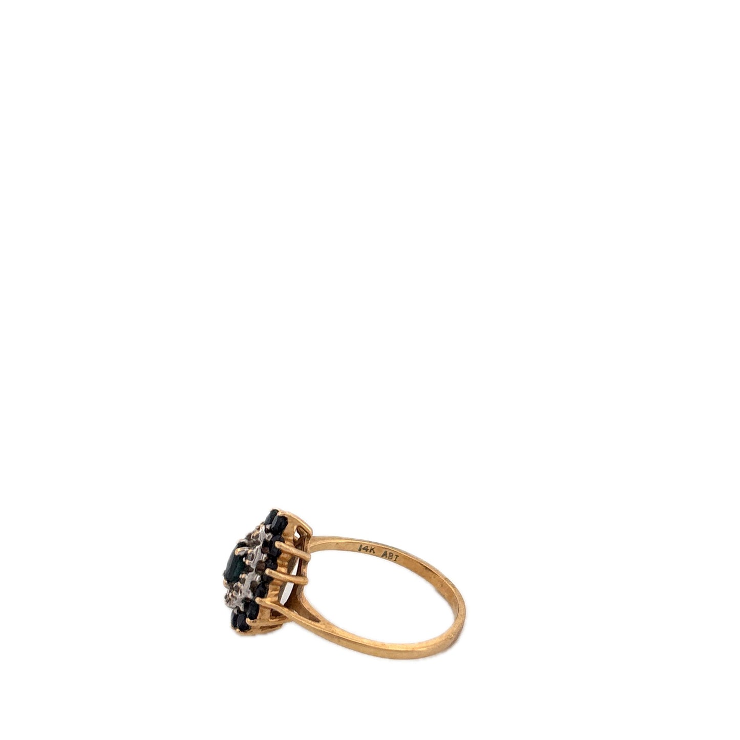 14K Yellow Gold Sapphire and Diamond Ring and Earring Set