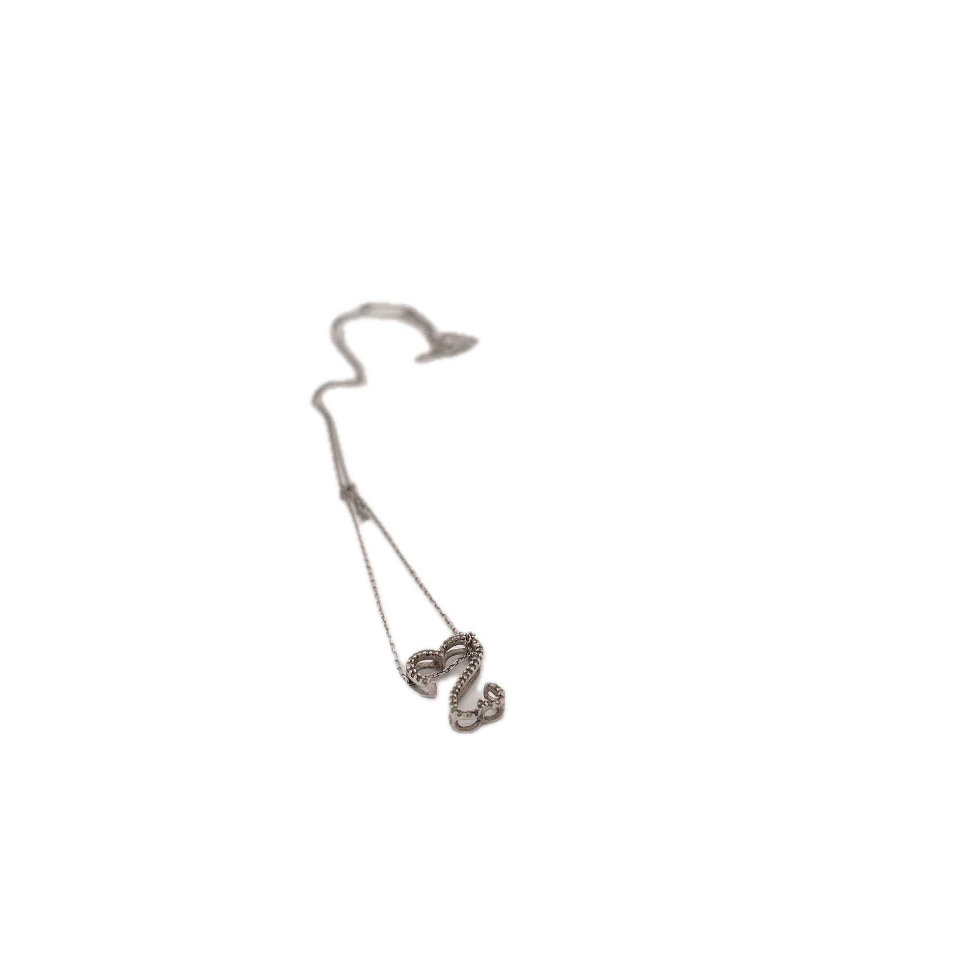 14K White Gold Double heart white gold necklace