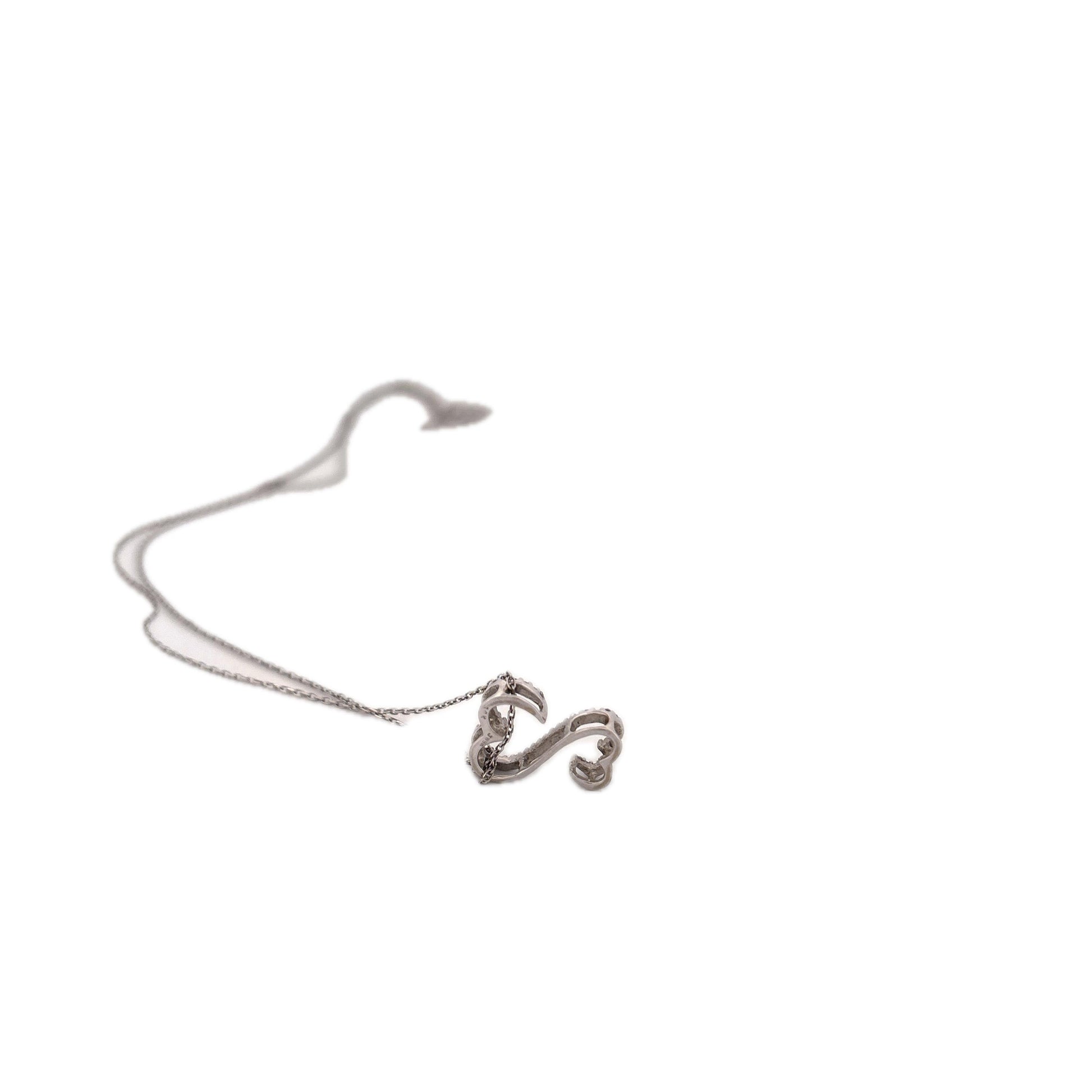 14K White Gold Double heart white gold necklace