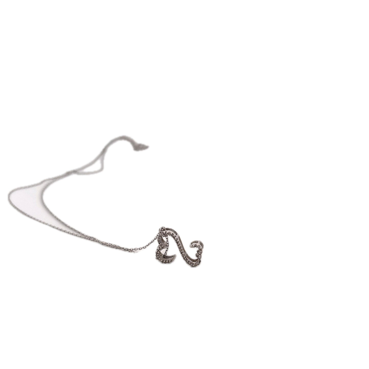 14K White Gold Double heart white gold necklace