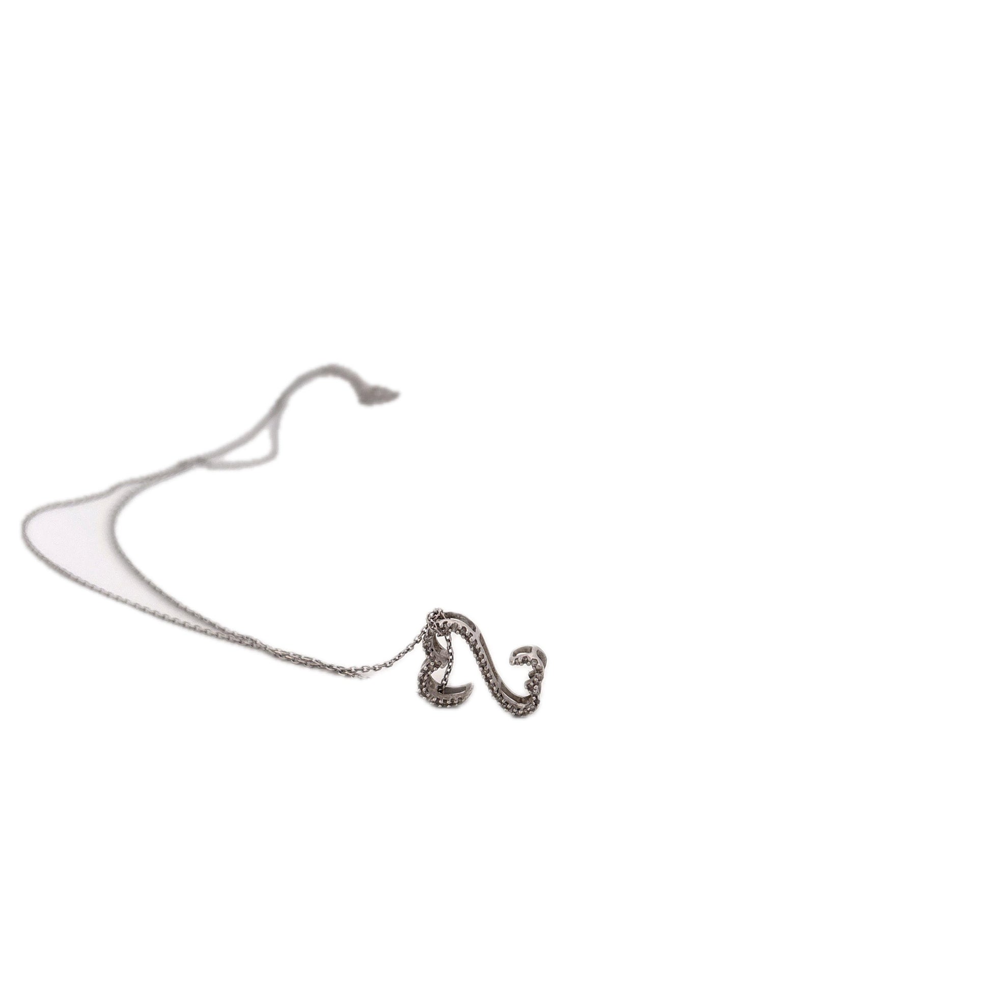 14K White Gold Double heart white gold necklace