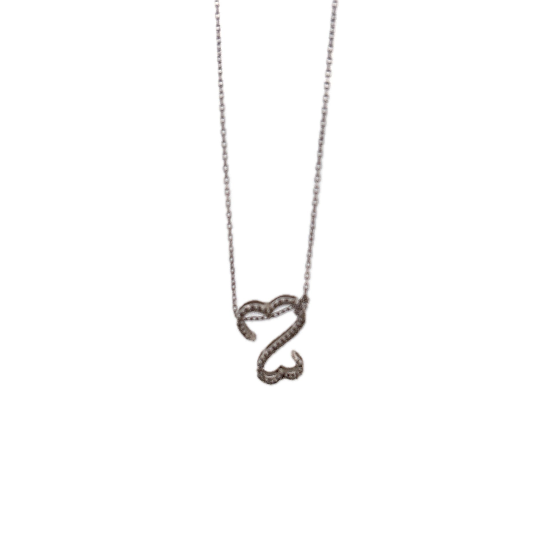 14K White Gold Double heart white gold necklace