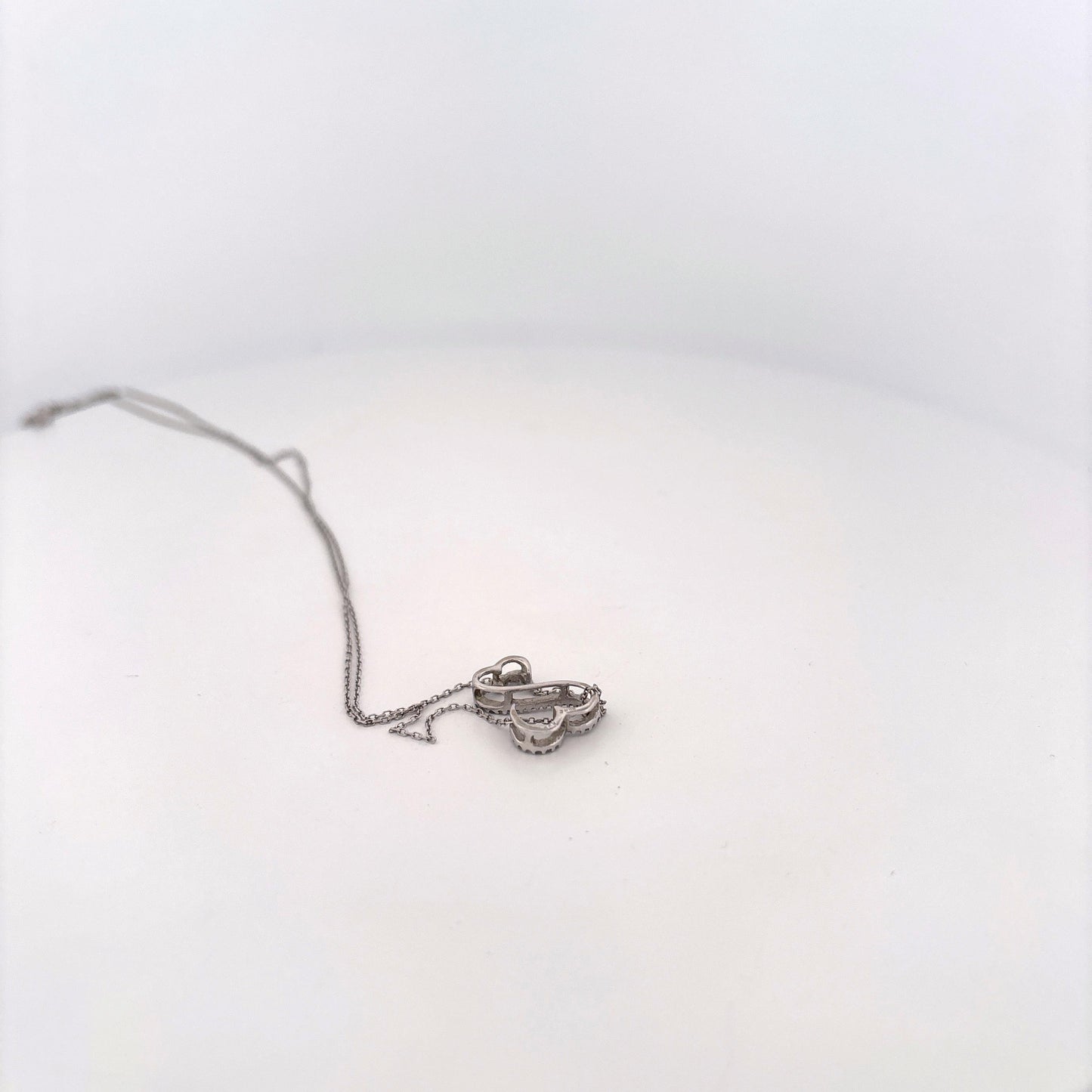 14K White Gold Double heart white gold necklace