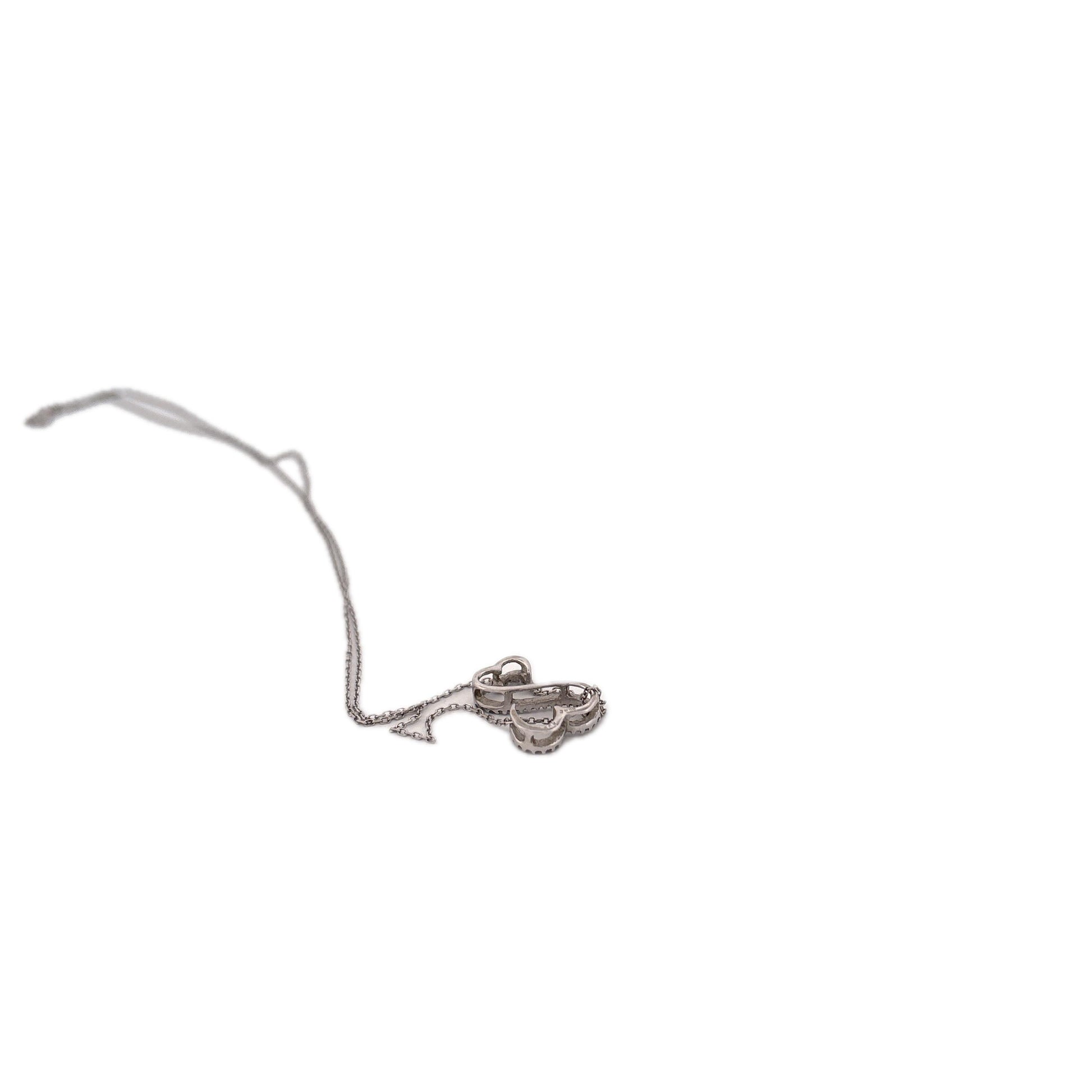 14K White Gold Double heart white gold necklace