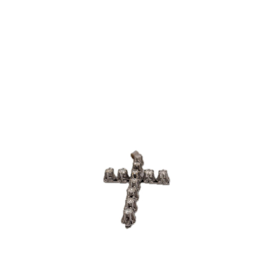 14K White Gold Large Diamond Cross Pendant