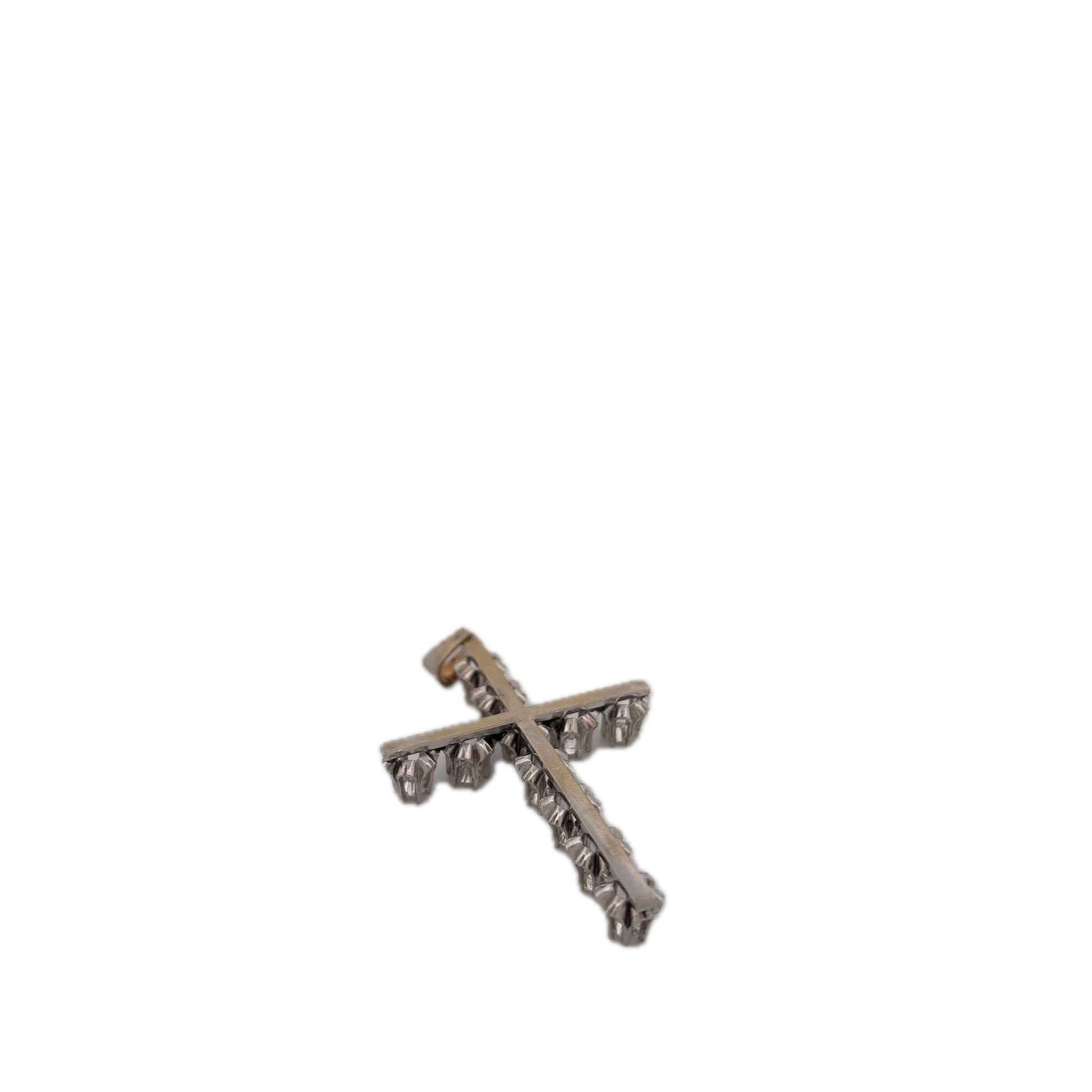 14K White Gold Large Diamond Cross Pendant