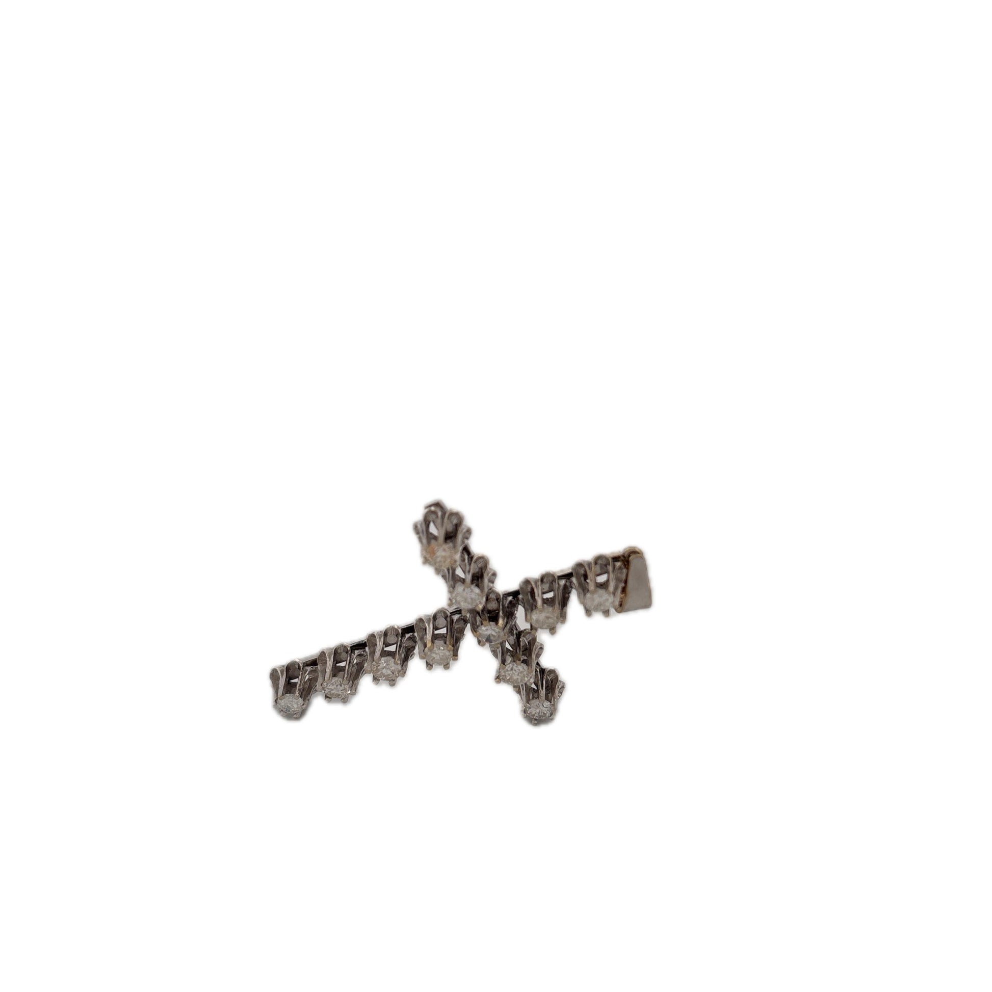 14K White Gold Large Diamond Cross Pendant