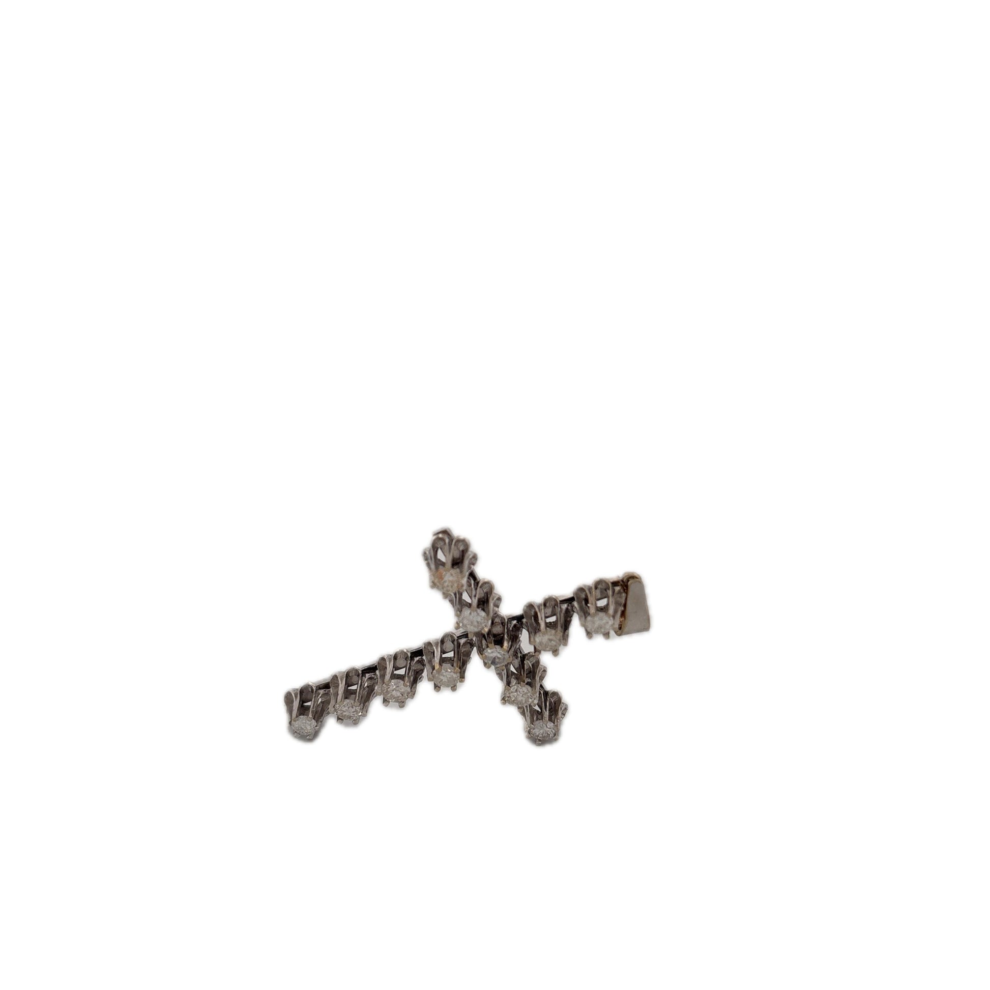 14K White Gold Large Diamond Cross Pendant