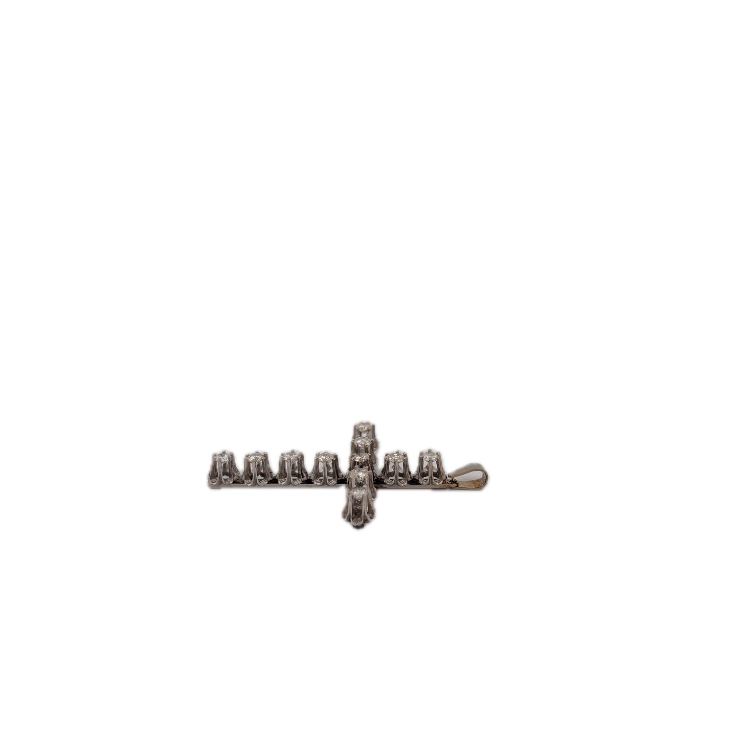 14K White Gold Large Diamond Cross Pendant