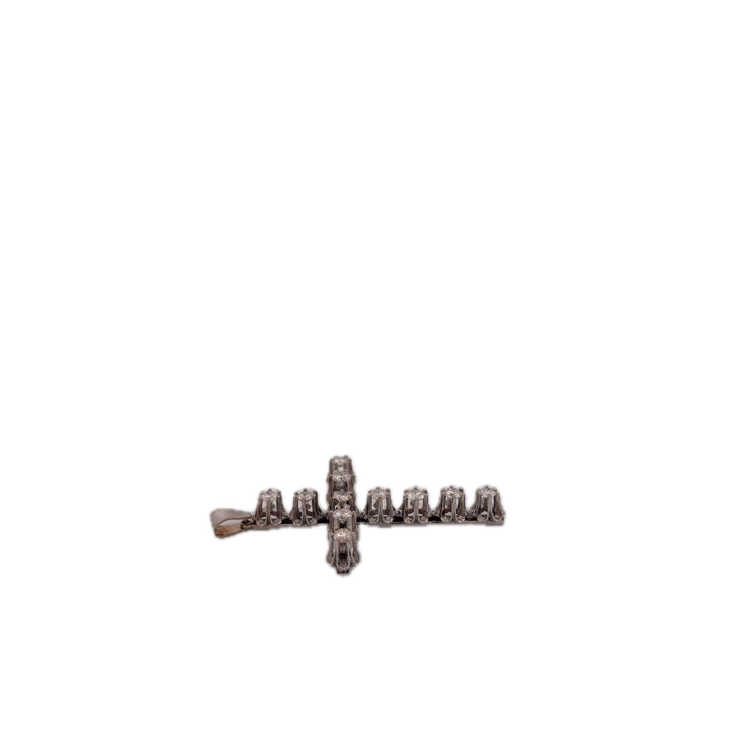 14K White Gold Large Diamond Cross Pendant