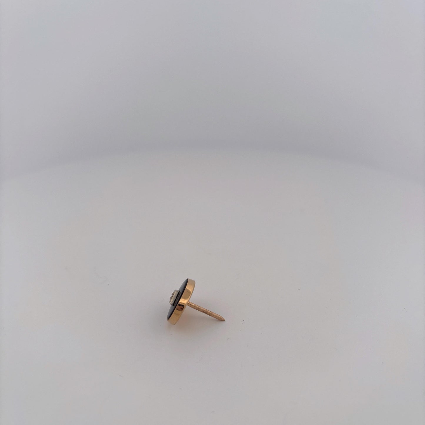 14k Yellow Gold Onyx Pin with Diamond center