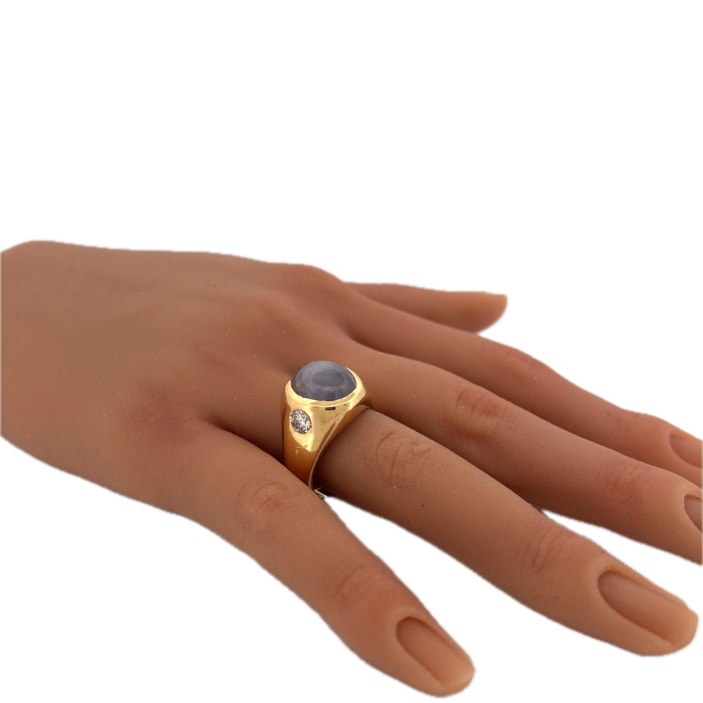 18K Yellow Gold Star Sapphire 12.0ct Diamond 0.76ctw G-H SI