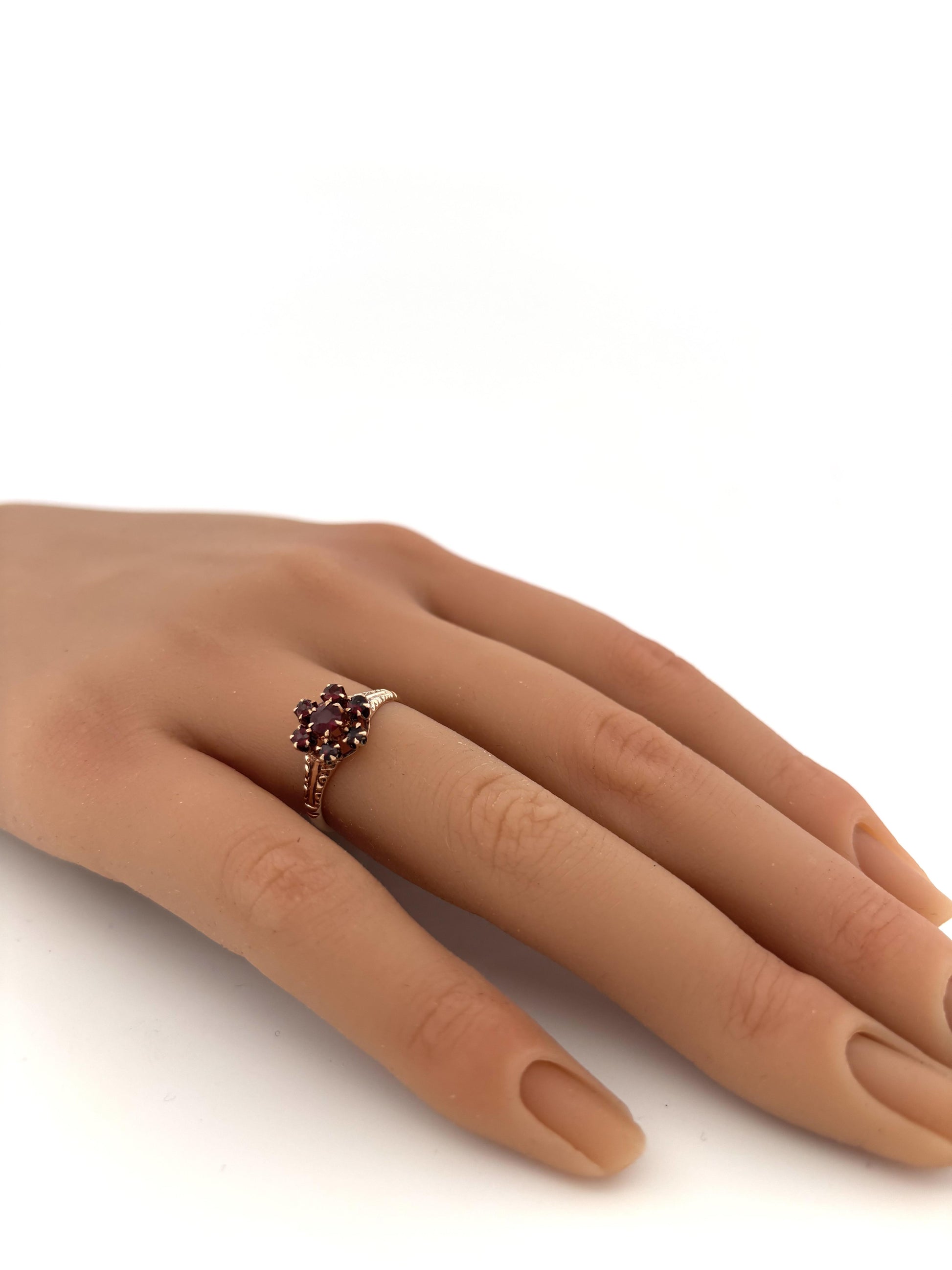 10k Garnet Floral Ring